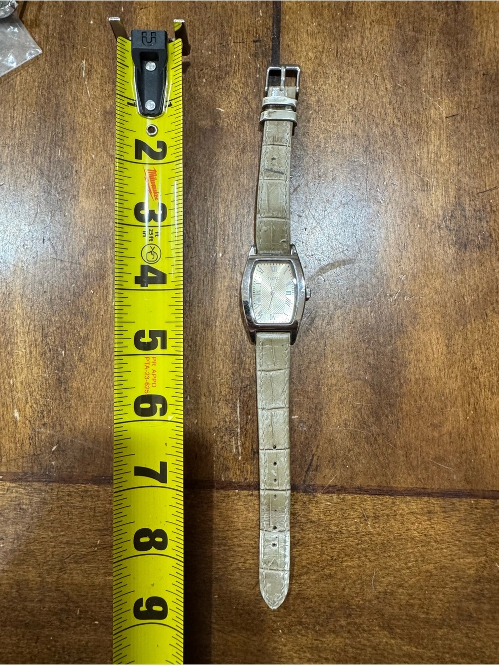next Cream Leather-Strap Smartwatch with Silver Case